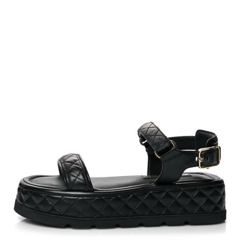 lambskin platform sandals black